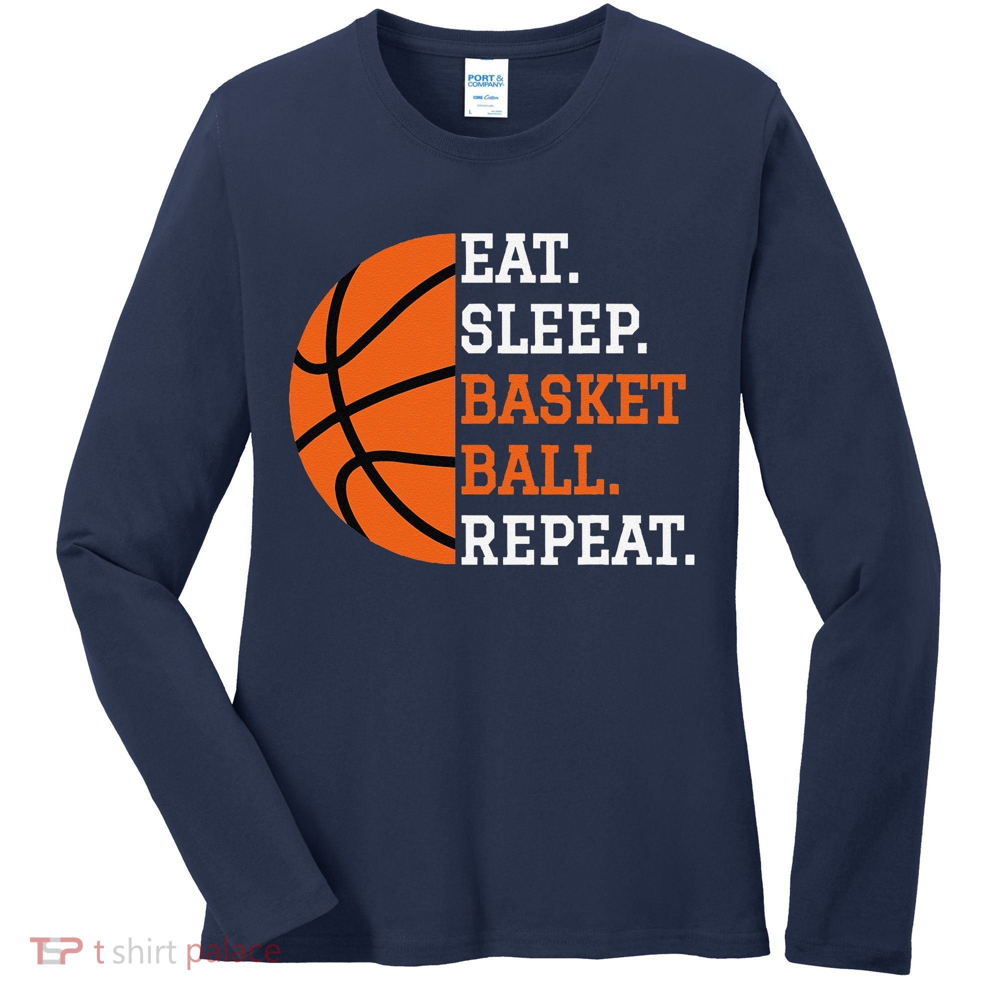 Basketball Player Boy Eat Sleep Basketball Repeat Women's Long Sleeve Shirt