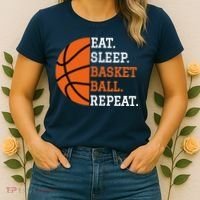 Basketball Player Boy Eat Sleep Basketball Repeat Women's T-Shirt thumb 2