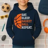 Basketball Player Boy Eat Sleep Basketball Repeat Kids Hoodie thumb 2