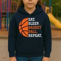 Basketball Player Boy Eat Sleep Basketball Repeat Kids Hoodie thumb 3