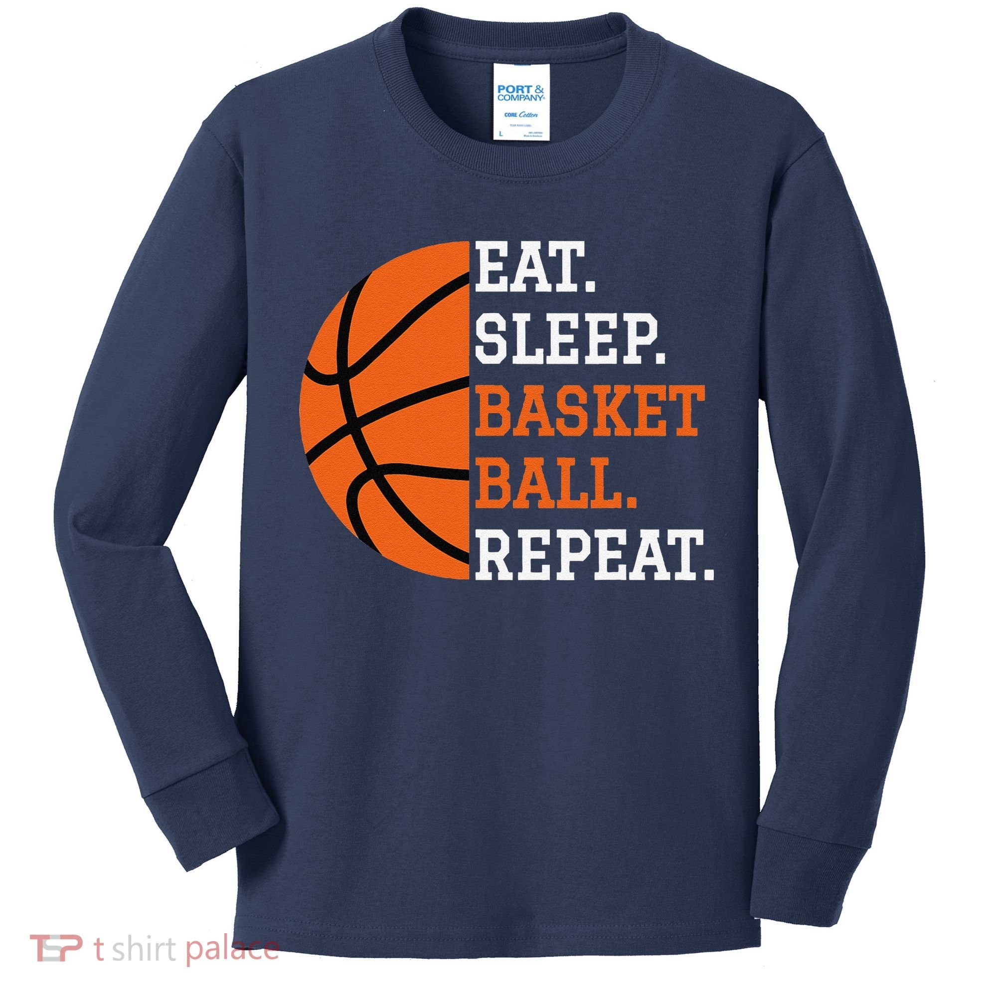 Basketball Player Boy Eat Sleep Basketball Repeat Kids Long Sleeve Shirt