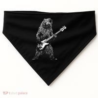 Bear Playing Bass Guitar For Men Animal Playing Guitar USA-Made Doggie Bandana thumb 0