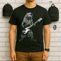 Bear Playing Bass Guitar For Men Animal Playing Guitar T-Shirt thumb 6