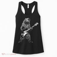 Bear Playing Bass Guitar For Men Animal Playing Guitar Women's Tank Top thumb 0