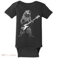 Bear Playing Bass Guitar For Men Animal Playing Guitar Baby Bodysuit thumb 0