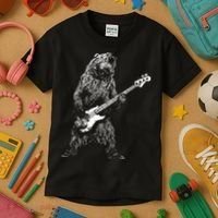 Bear Playing Bass Guitar For Men Animal Playing Guitar Kids T-Shirt thumb 3
