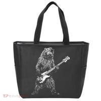 Bear Playing Bass Guitar For Men Animal Playing Guitar Tote Bag thumb 0