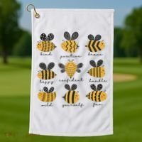 Bee Positivity Bee Lover Beekeeper Bee Happy Golf Towel thumb 1