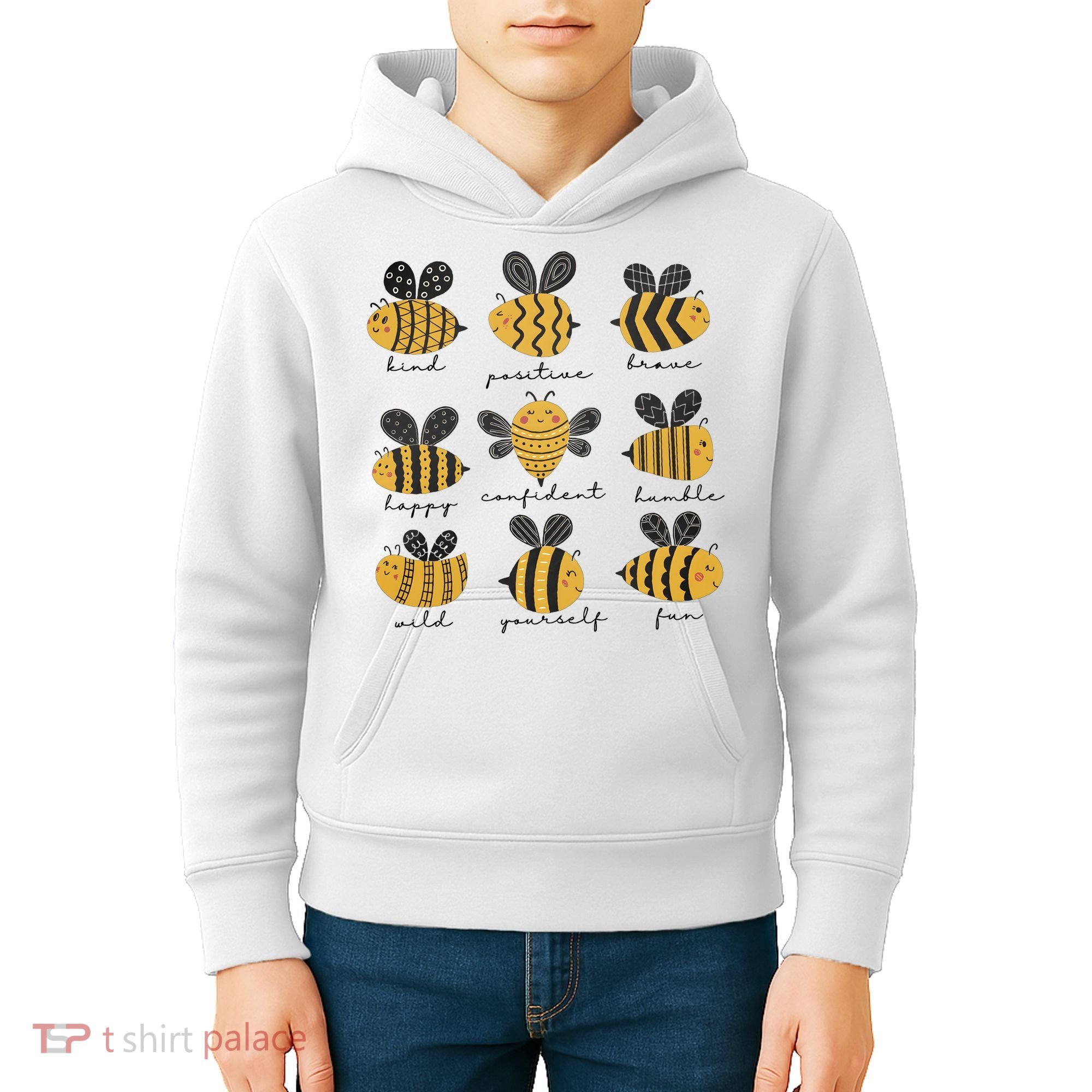 Bee Positivity Bee Lover Beekeeper Bee Happy Kids Hoodie