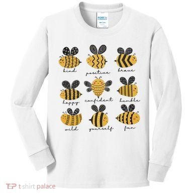 Bee Positivity Bee Lover Beekeeper Bee Happy Kids Long Sleeve Shirt