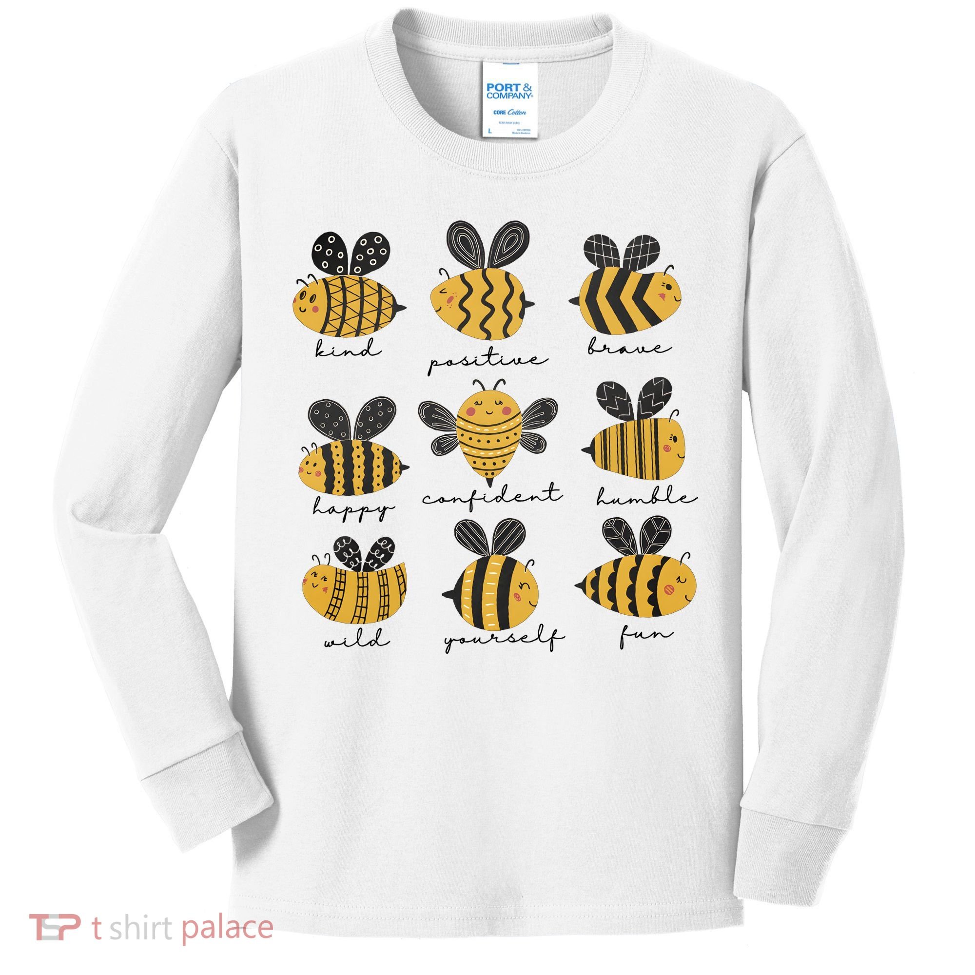 Bee Positivity Bee Lover Beekeeper Bee Happy Kids Long Sleeve Shirt