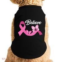 Believe Pink Butterfly Ribbon Breast Cancer Doggie Tank thumb 0