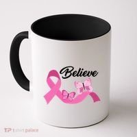 Believe Pink Butterfly Ribbon Breast Cancer Coffee Mug thumb 0