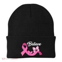 Believe Pink Butterfly Ribbon Breast Cancer Beanie thumb 0