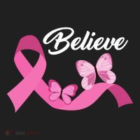 Believe Pink Butterfly Ribbon Breast Cancer Beanie thumb 2