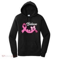 Believe Pink Butterfly Ribbon Breast Cancer Women's Hoodie thumb 0