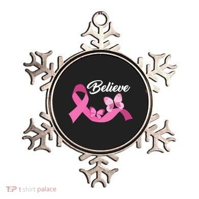 Believe Pink Butterfly Ribbon Breast Cancer Ornament