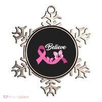 Believe Pink Butterfly Ribbon Breast Cancer Ornament thumb 0