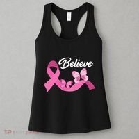 Believe Pink Butterfly Ribbon Breast Cancer Women's Tank Top thumb 3
