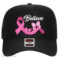 Believe Pink Butterfly Ribbon Breast Cancer Hat thumb 0