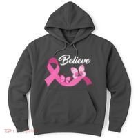 Believe Pink Butterfly Ribbon Breast Cancer Hoodie thumb 0