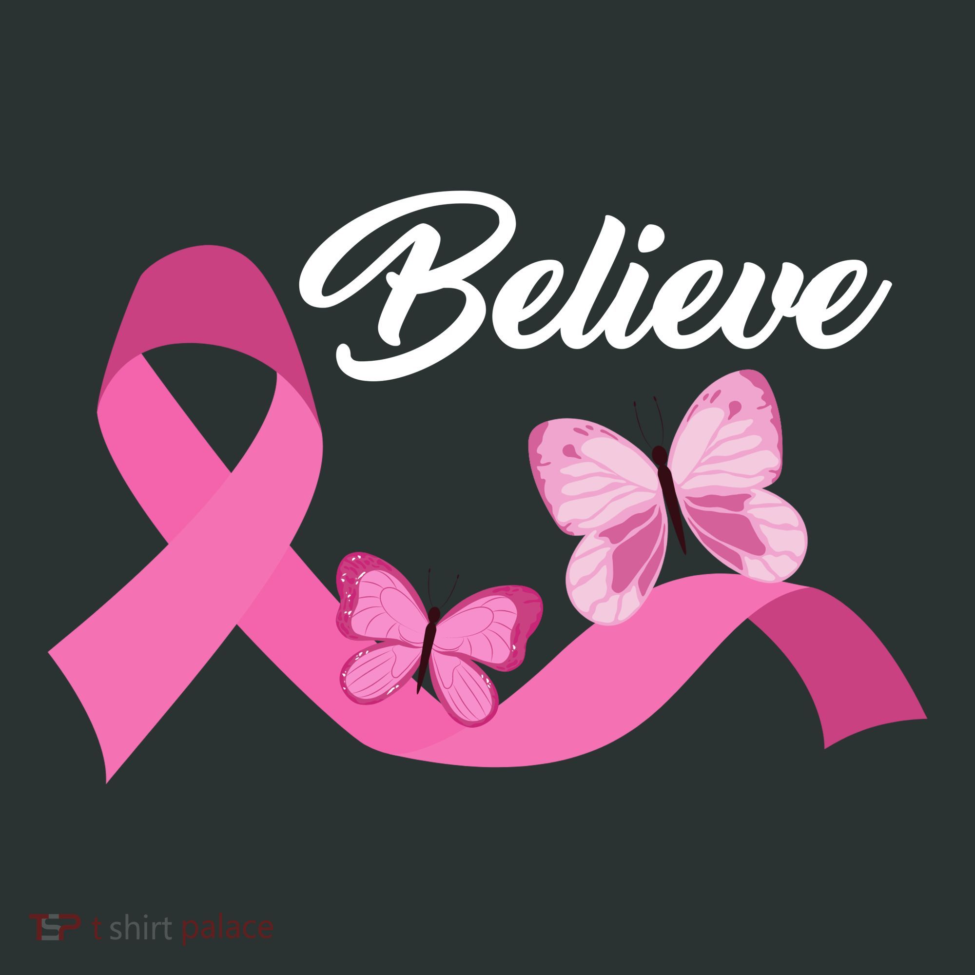 Believe Pink Butterfly Ribbon Breast Cancer Hoodie