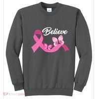Believe Pink Butterfly Ribbon Breast Cancer Sweatshirt thumb 0