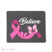 Believe Pink Butterfly Ribbon Breast Cancer Mousepad thumb 0