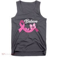 Believe Pink Butterfly Ribbon Breast Cancer Tank Top thumb 0