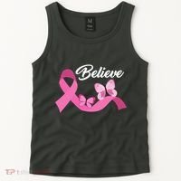Believe Pink Butterfly Ribbon Breast Cancer Tank Top thumb 2