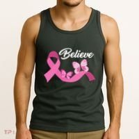 Believe Pink Butterfly Ribbon Breast Cancer Tank Top thumb 3