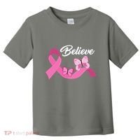 Believe Pink Butterfly Ribbon Breast Cancer Toddler T-Shirt thumb 0