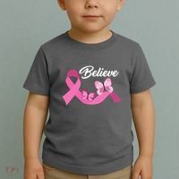 Believe Pink Butterfly Ribbon Breast Cancer Toddler T-Shirt thumb 2