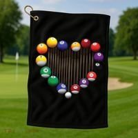 Billiard Pool Billiard Ball Billiard Player Lover Heart Men Gift Golf Towel thumb 1