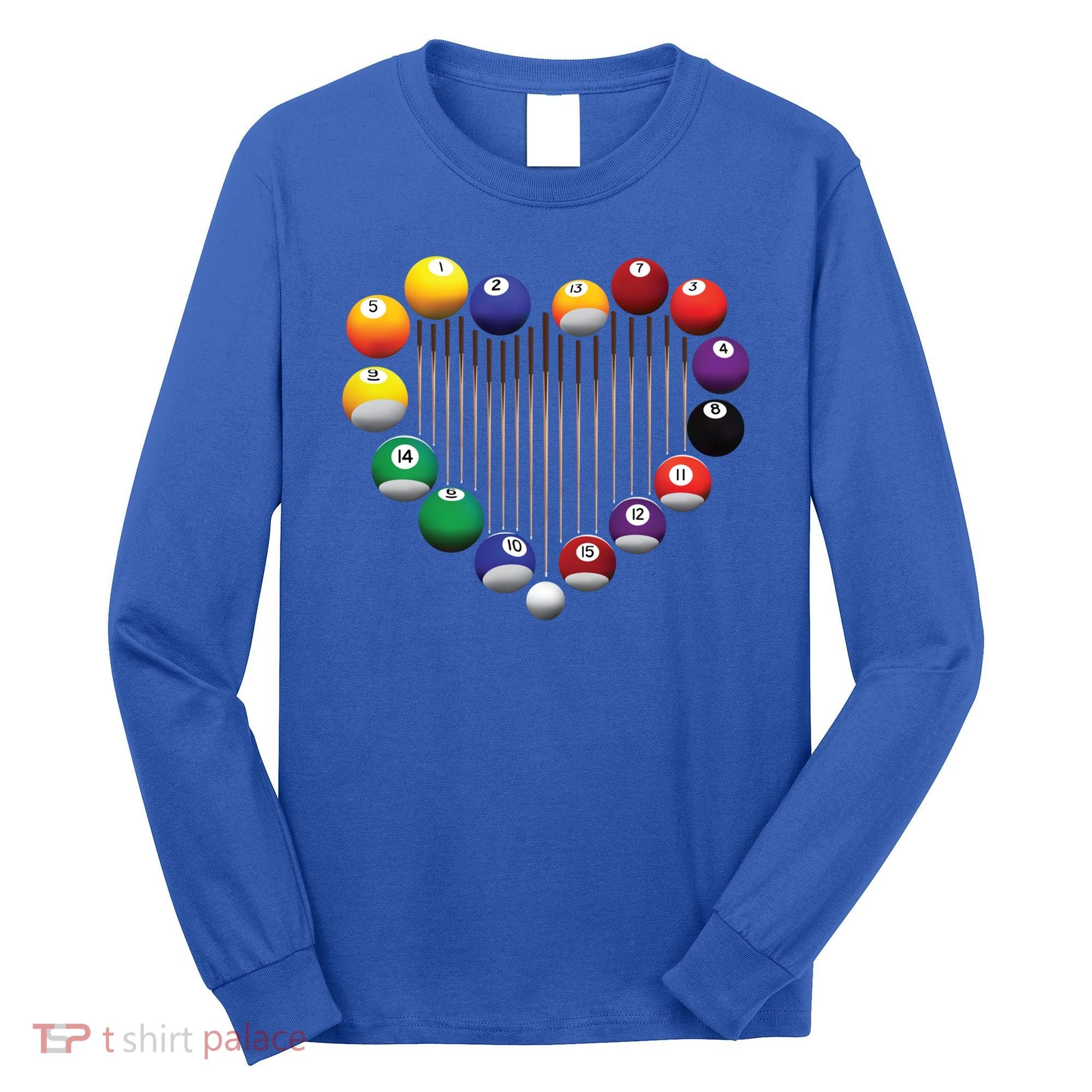 Billiard Pool Billiard Ball Billiard Player Lover Heart Men Gift Long Sleeve Shirt