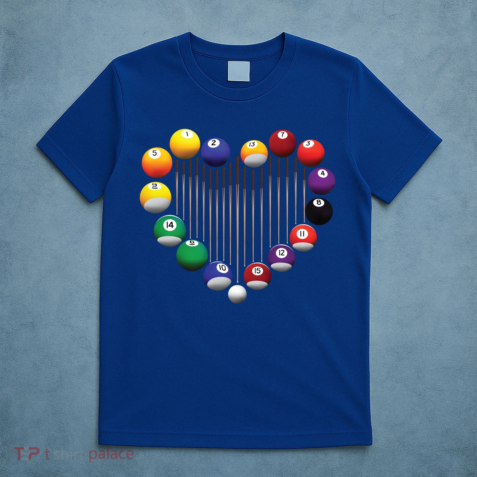 Billiard Pool Billiard Ball Billiard Player Lover Heart Men Gift T-Shirt