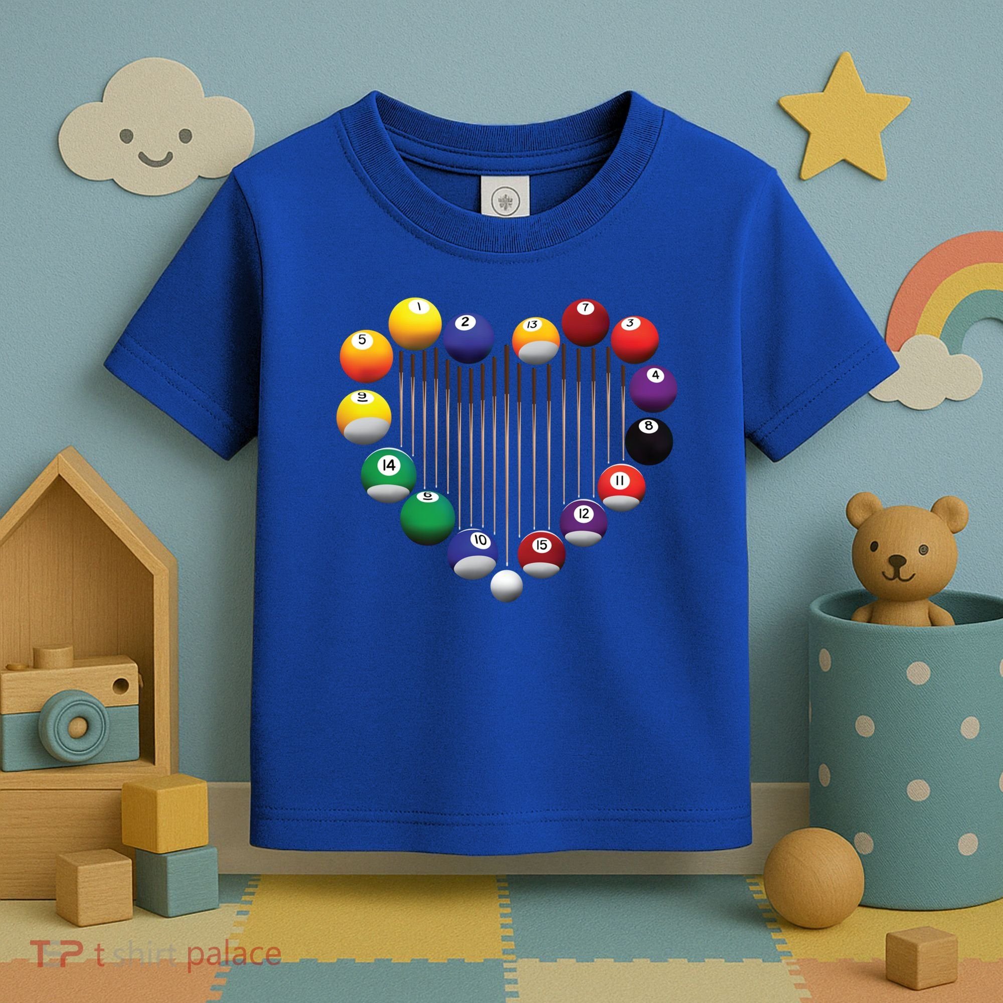 Billiard Pool Billiard Ball Billiard Player Lover Heart Men Gift Toddler T-Shirt