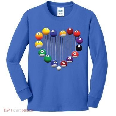 Billiard Pool Billiard Ball Billiard Player Lover Heart Men Gift Kids Long Sleeve Shirt