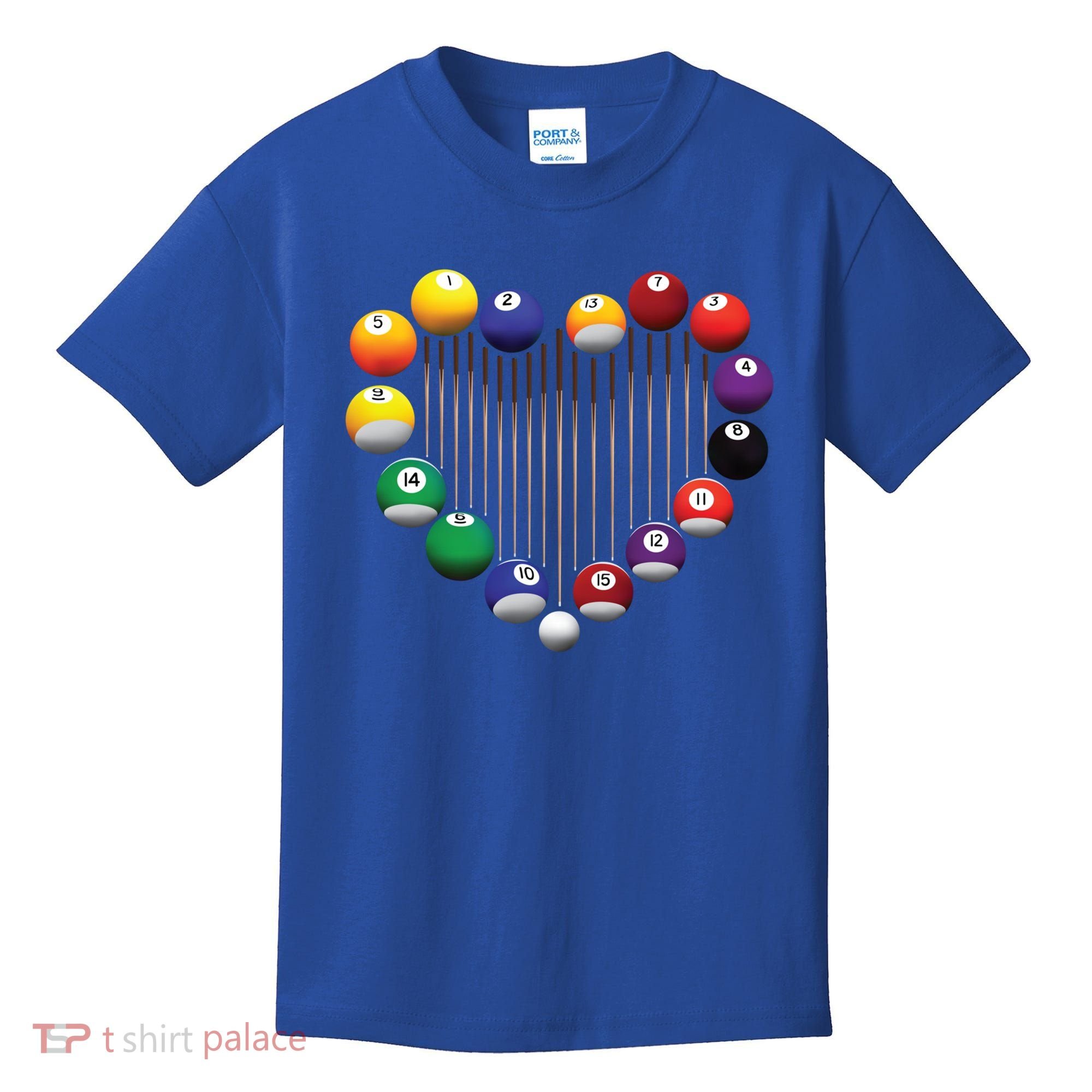 Billiard Pool Billiard Ball Billiard Player Lover Heart Men Gift Kids T-Shirt