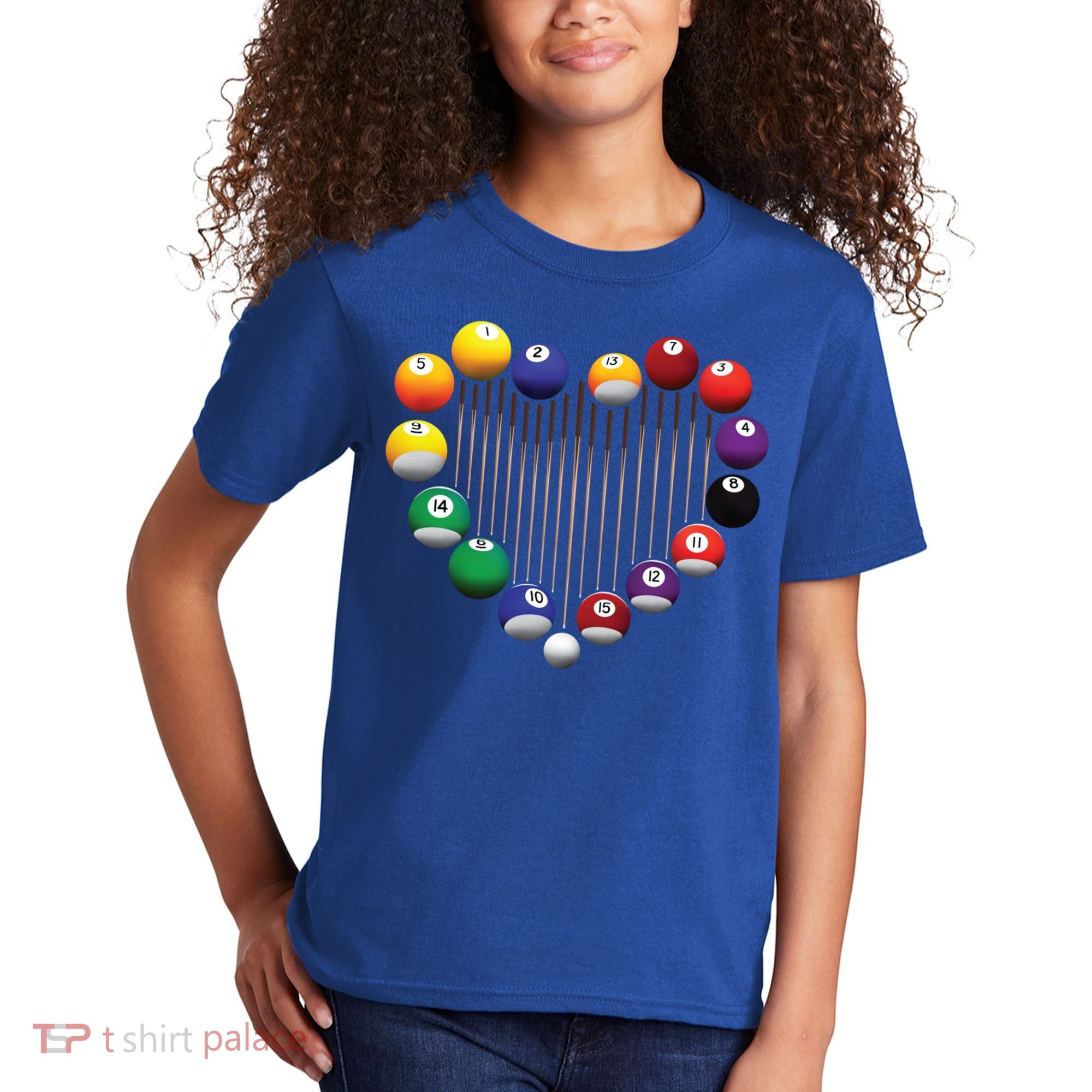 Billiard Pool Billiard Ball Billiard Player Lover Heart Men Gift Kids T-Shirt