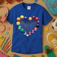 Billiard Pool Billiard Ball Billiard Player Lover Heart Men Gift Kids T-Shirt thumb 3