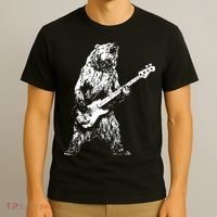 Bear Playing Bass Guitar Bear Retro Music Lovers T-Shirt thumb 3