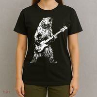 Bear Playing Bass Guitar Bear Retro Music Lovers T-Shirt thumb 4