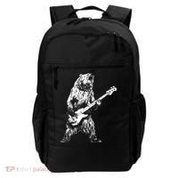 Bear Playing Bass Guitar Bear Retro Music Lovers Backpack thumb 0