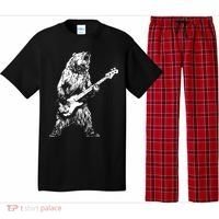 Bear Playing Bass Guitar Bear Retro Music Lovers Pajama Set thumb 0