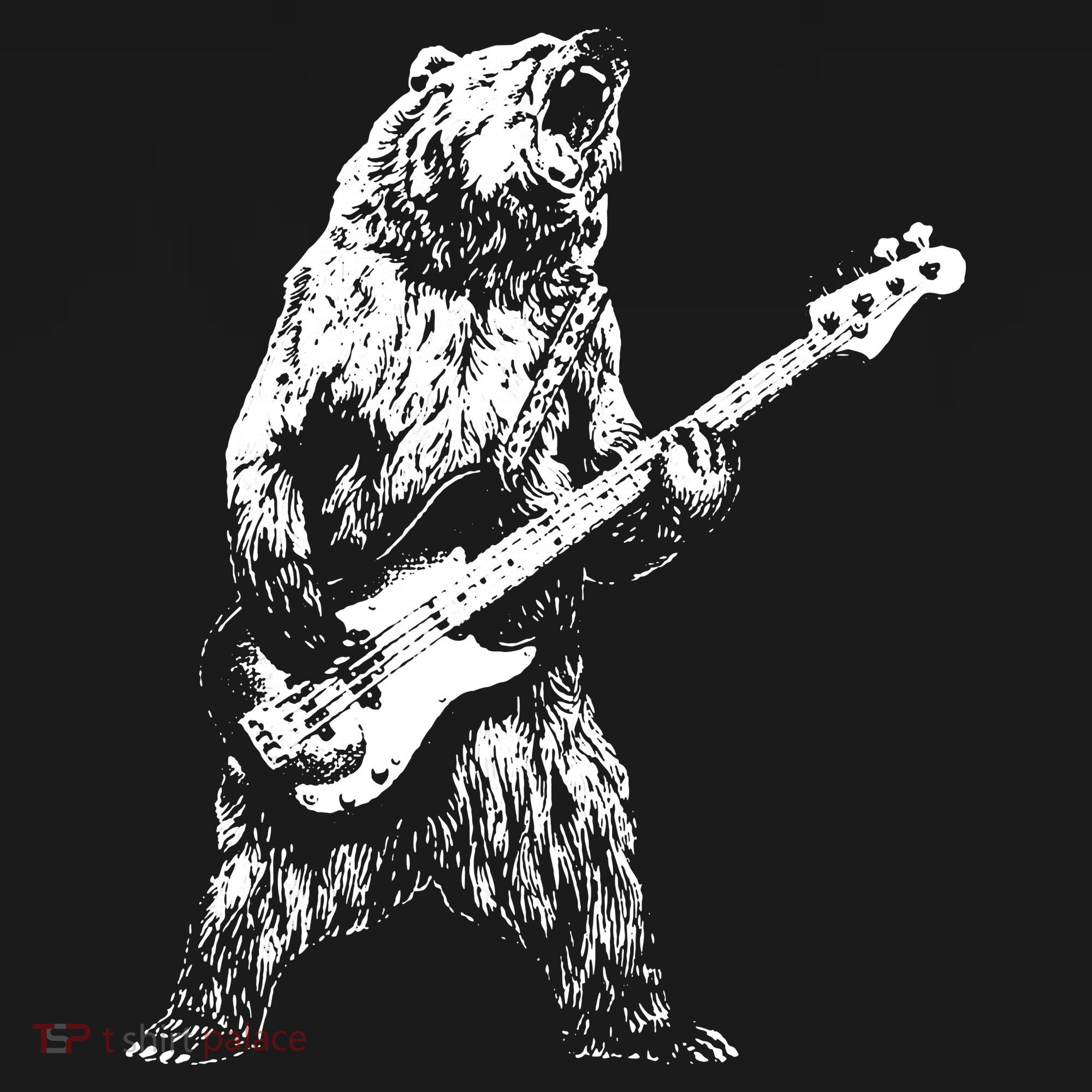 Bear Playing Bass Guitar Bear Retro Music Lovers Women's Hoodie