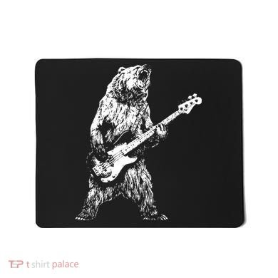 Bear Playing Bass Guitar Bear Retro Music Lovers Mousepad