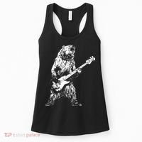 Bear Playing Bass Guitar Bear Retro Music Lovers Women's Tank Top thumb 0