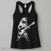 Bear Playing Bass Guitar Bear Retro Music Lovers Women's Tank Top thumb 3