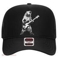 Bear Playing Bass Guitar Bear Retro Music Lovers Hat thumb 0